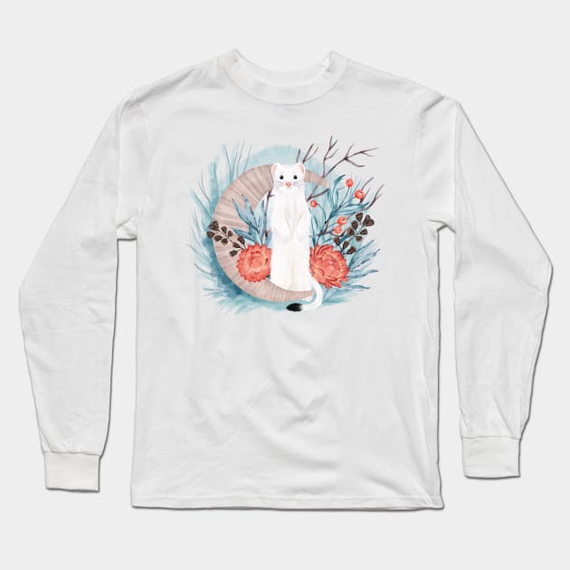 Animal Spirit Weasel Long Sleeve T-Shirt by Lucia